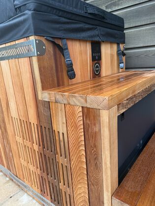 Cedar bench top and control panel